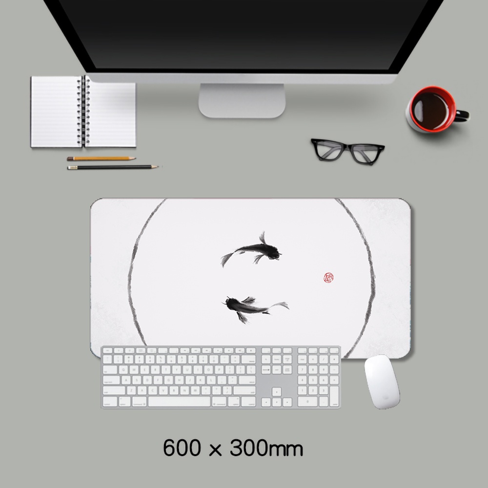 Miếng Lót Chuột Và Bàn Phím Máy Tính Hình Cá Koi