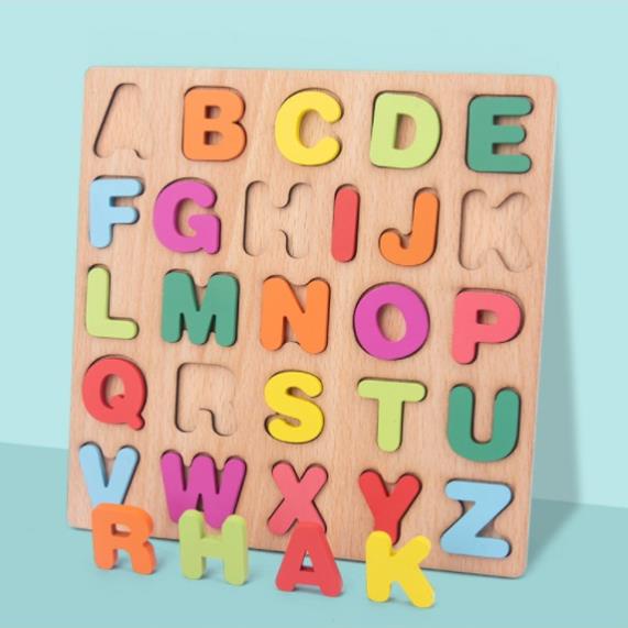 Đồ chơi bảng nổi ghép bằng gỗ kích thước 20x20 Cm cho bé làm quen với chữ và số BN22