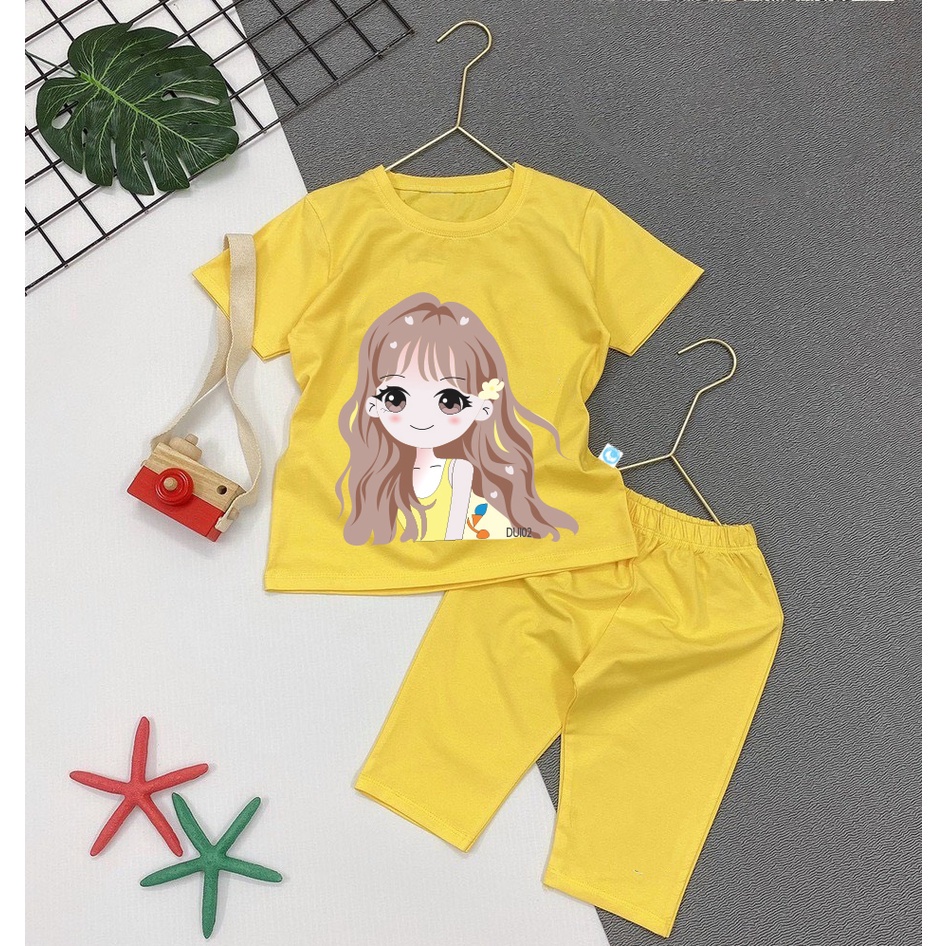 Bộ đồ bé gái - quần lửng in hình bé gái  QL3 chất vải co giãn 4 chiều cho bé từ 8kg đến 25kg-NAMKIDS mã QL3