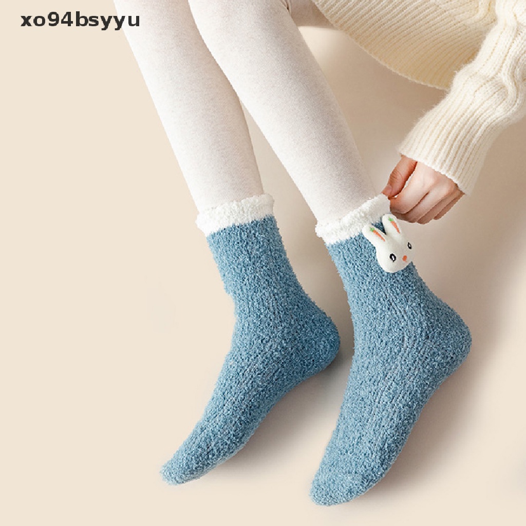 1 Đôi Tất Lông Cừu San Hô Dày Giữ Ấm Họa Tiết Hoạt Hình Dễ Thương xo94bsyyu
