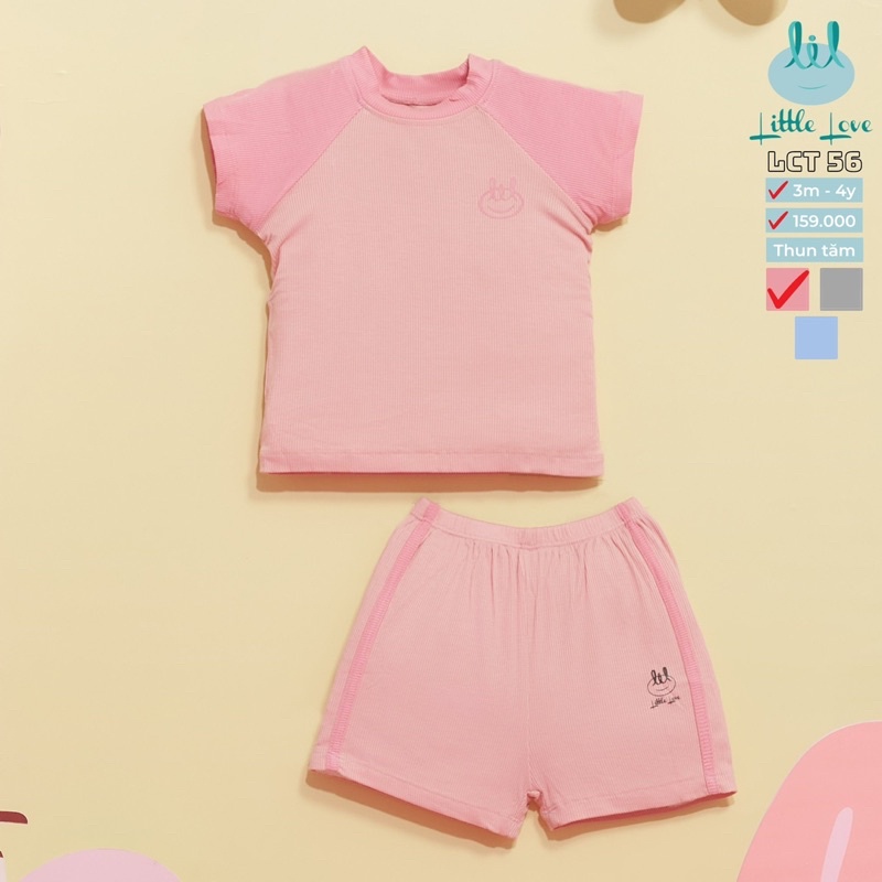 LIL LITTLE LOVE - Bộ cộc tay vải tăm siêu mềm mát cho bé