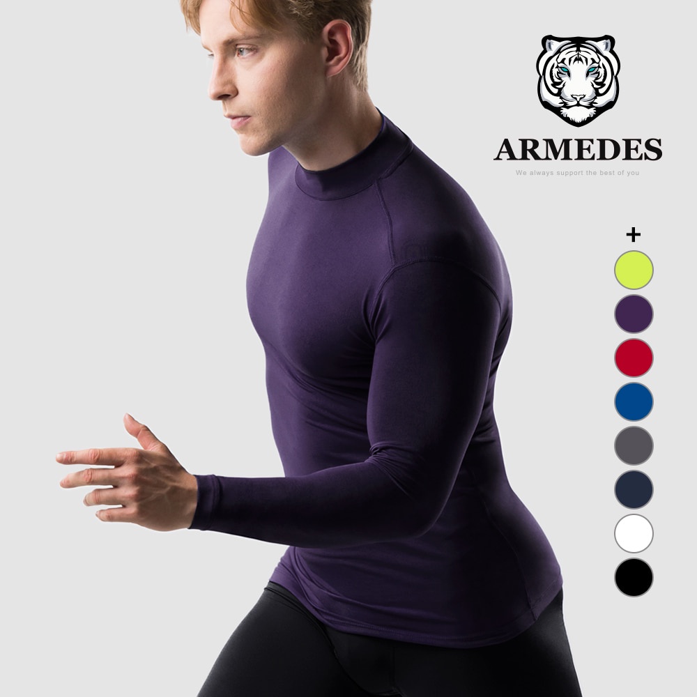 Áo Thun Thể Thao Nam Cổ lọ thấp Tập Gym  99% Polyester Siêu Thấm Hút và Mát Mịn Chính Hãng ARMEDES Hàn Quốc - AR 53