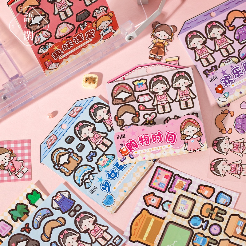 Bộ 12 Tờ 4 Loại Sticker Dán Trang Trí Lều Họa Tiết Hoạt Hình Dễ Thương