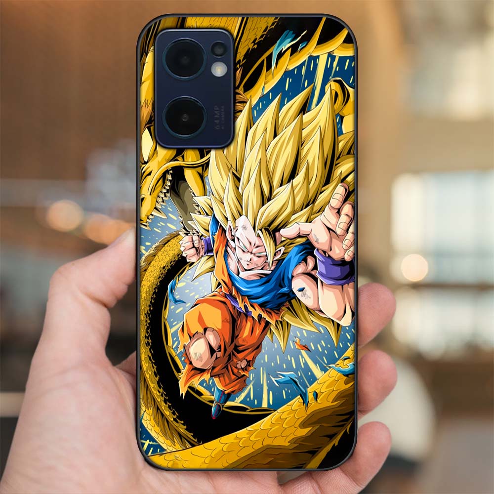 Ốp lưng Oppo Reno 7 5G viền đen in hình Son Goku Dragon Ball Super Saiyan