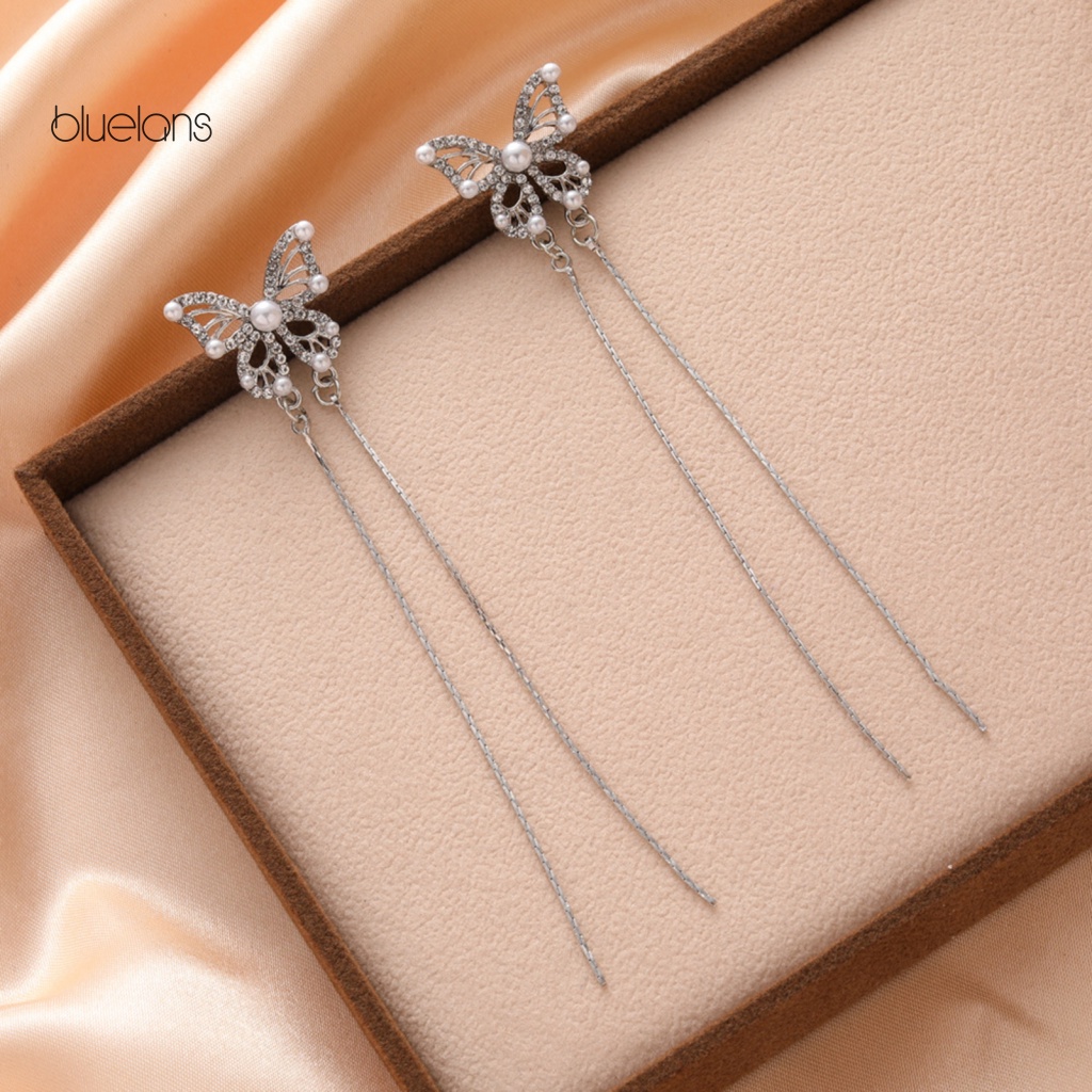 1 Cặp Bông Tai Tua Rua Hình Bướm Lấp Lánh Sang Trọng