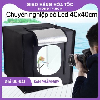 Hộp chụp sản phẩm có led chuyên nghiệp 40x40cm tặng kèm phông nền ánh sáng chuẩn 5500k