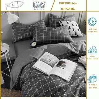 Bộ Chăn Ga Gối Cotton PL Hình Kẻ Dạ, Chất Liệu Thoáng Mát Đủ Kích Thước CAS Decorg