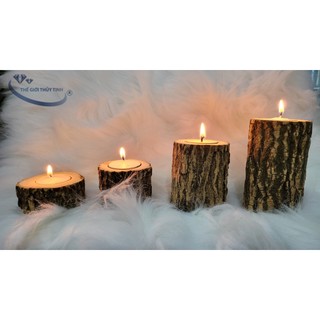 Chân đế để nến tealight - gỗ thiên nhiên - 4 size