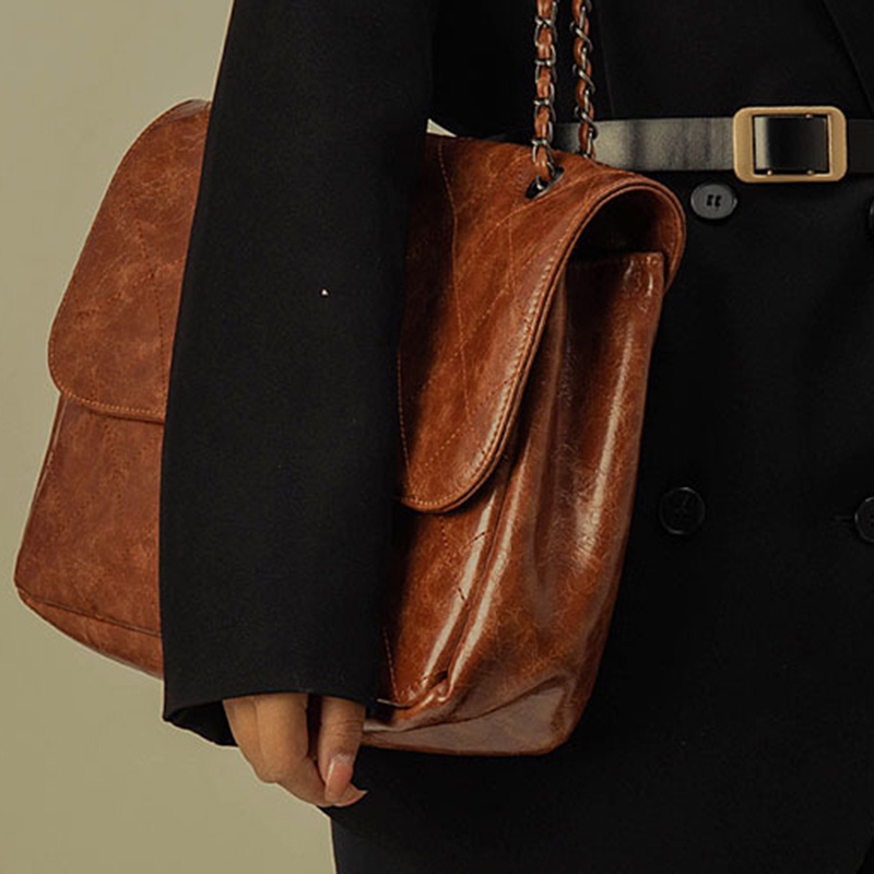 Túi đeo vai IELGY sức chứa lớn họa tiết sọc kim cương phong cách retro thời trang cho nữ