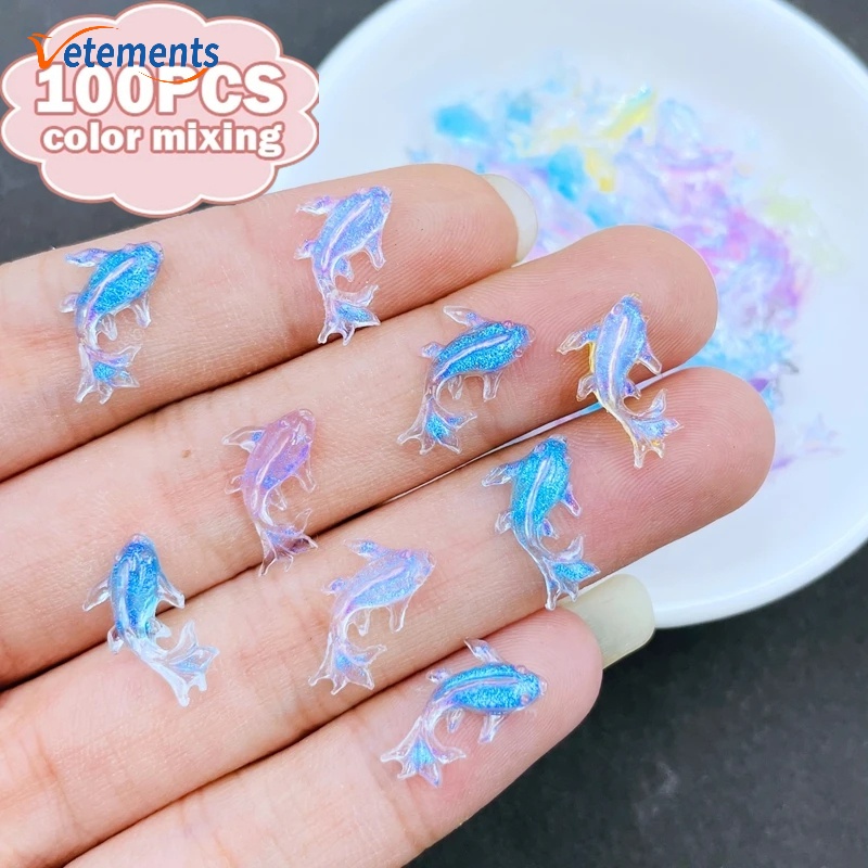 Hạt Charm Hình Cá Vàng Nhỏ Nhiều Màu Sắc Đính Móng Tay 3D DIY