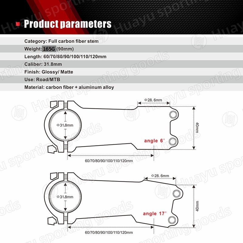 Trục Thân Xe Đạp Leo Núi Bằng Nhôm Carbon Màu Đen Bóng 31.8 * 60-120mm 3K