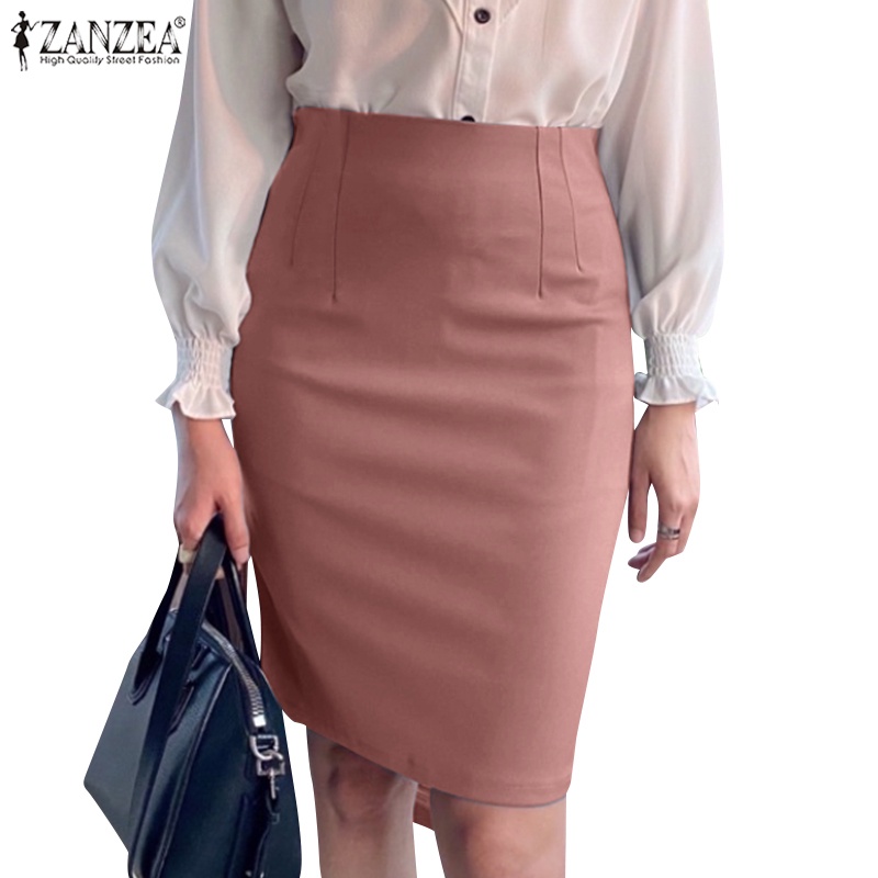 ZANZEA Chân Váy Ngắn Lưng Cao Phối Khóa Kéo Phong Cách Vintage Hàn Quốc Cho Nữ