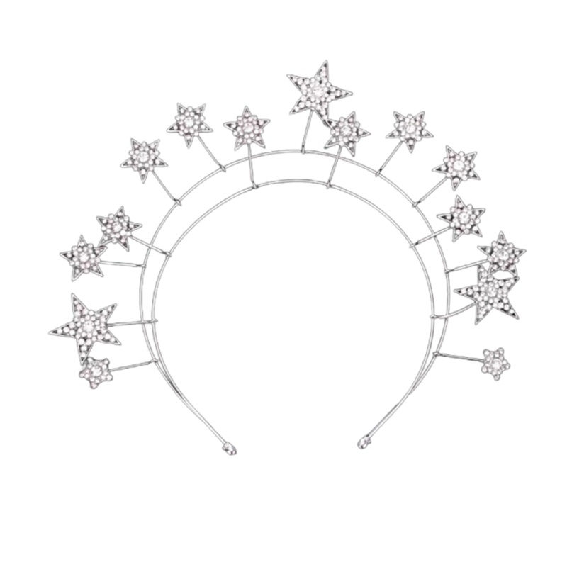 Vương Miện Đội Đầu Cô Dâu Hình Ngôi Sao Đính Đá Lấp Lánh