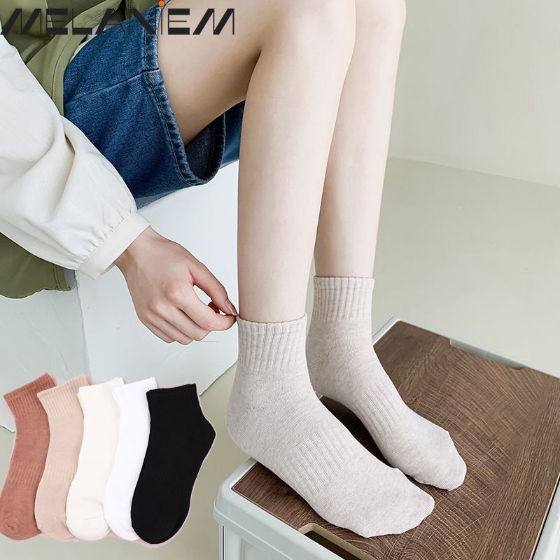 1 Đôi Vớ Thể Thao Ngắn Bằng Cotton Mềm Mỏng Màu Trơn Vô Hình Thoáng Khí Phong Cách Hàn Quốc