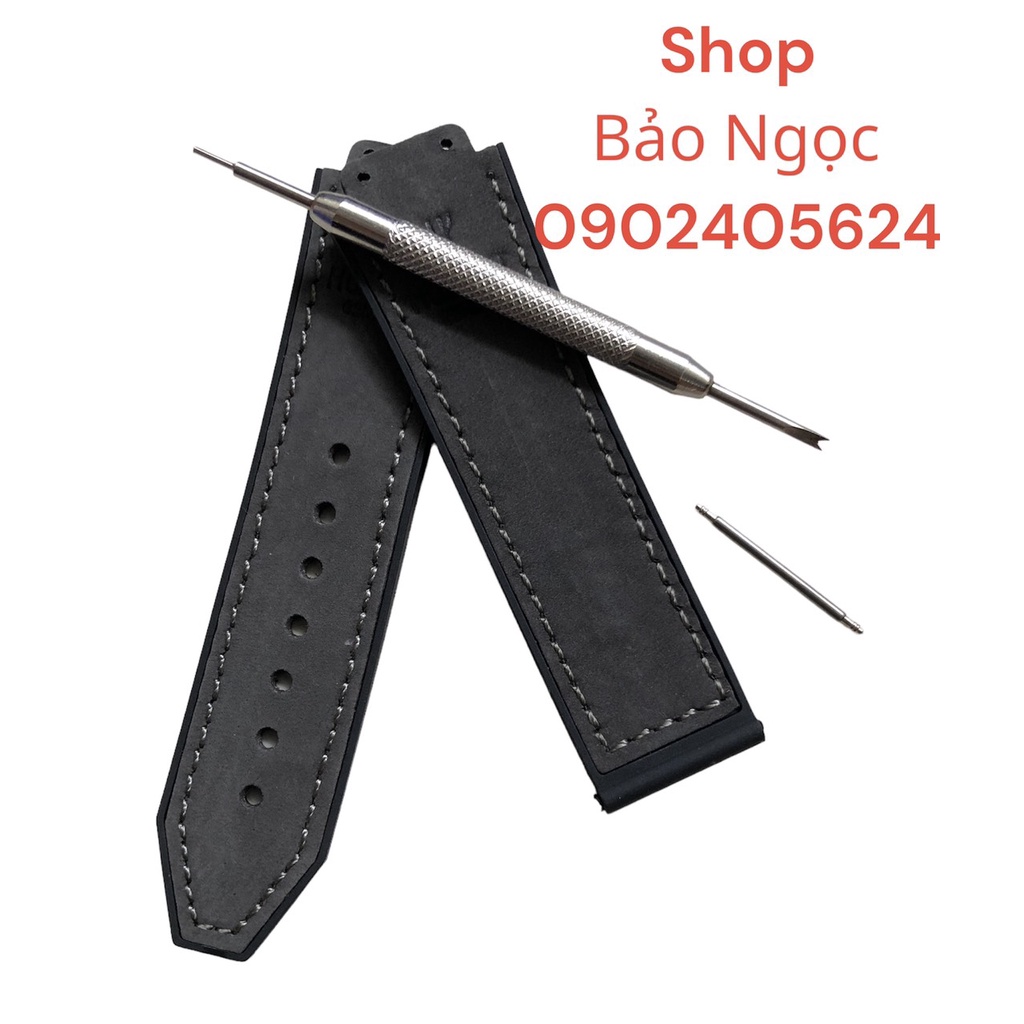 GIÁ ĐỘC NHẤT Dây đồng hồ cao cấp H.u.b.l.o nam size 38 -  Da lộn xám tối size 15 23 20 mm