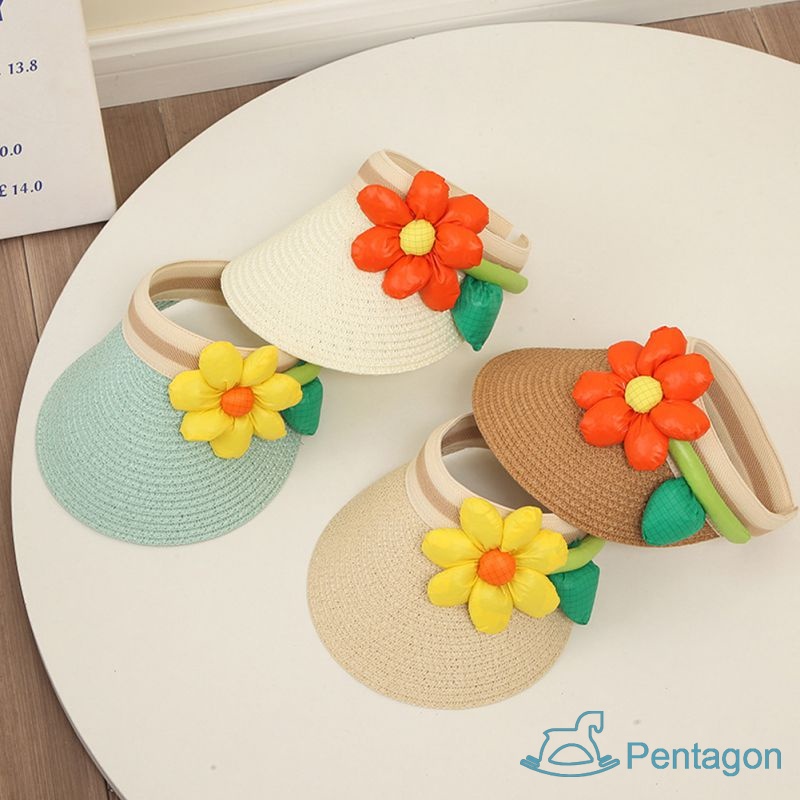 Mũ Chống Nắng Mùa Hè Vành Rộng Hở Chóp Thoáng Khí Dễ Thương Cho Bé Gái