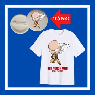 Áo thun trẻ em in nhân vật chính Saitama One Punch Man, đủ màu sắc, đủ sỉz áo từ 10kg đến 90kg-Kèm huy hiệu