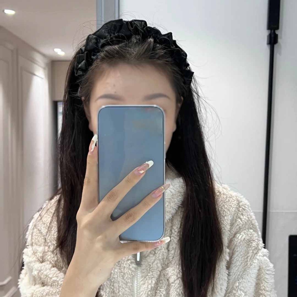 [Magpie] Băng Đô Nơ Cài Tóc Rửa Mặt Bằng satin Bản Rộng Màu Đỏ Phong Cách retro Hàn Quốc