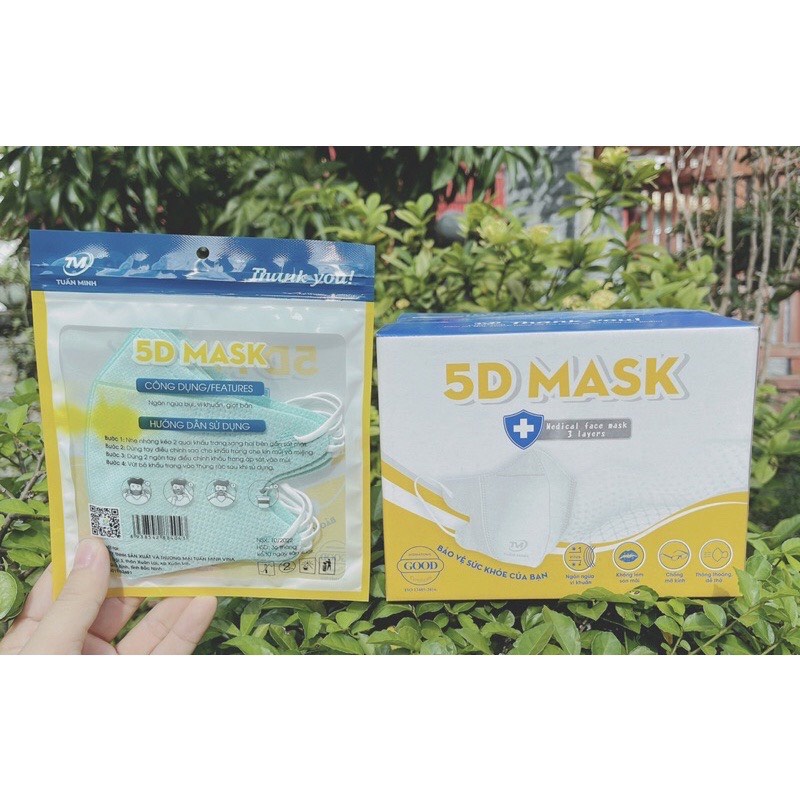 Combo 100c Khẩu Trang 5D Tuấn Minh Túi Zip