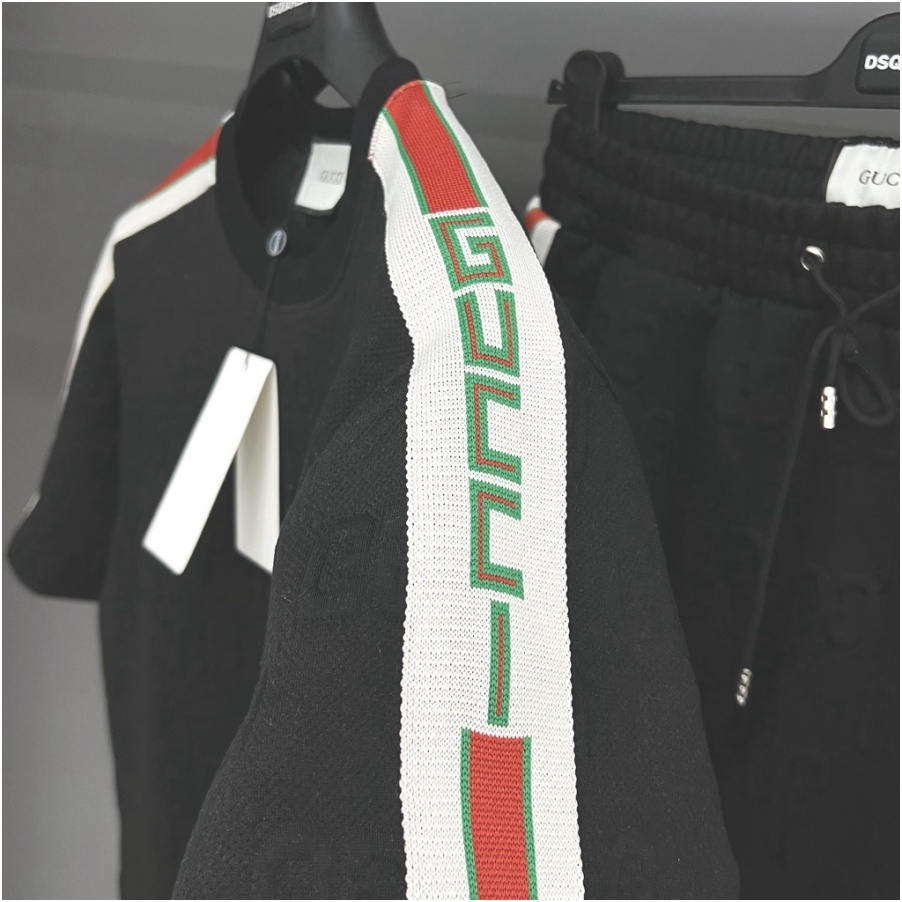 🔥Hot🔥Bộ Gucci vân nổi áo phối vai thiết kế hot trend Nam nữ New 2023