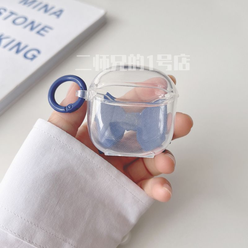 Hàng Sẵn Sàng! Vỏ Bảo Vệ Hộp Sạc Tai Nghe Remax TWS 19 Ba Chiều Đính Nơ Màu Xanh Dương Đậm