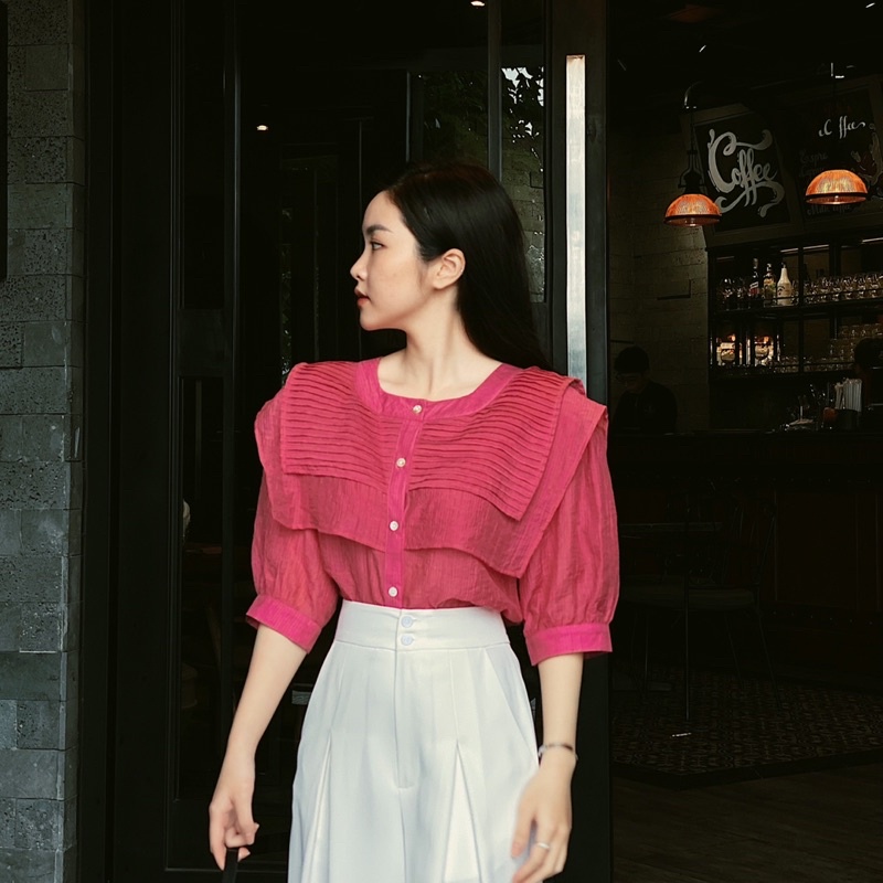 somi tơ hồng - quần trắng xuông Luu Hanh