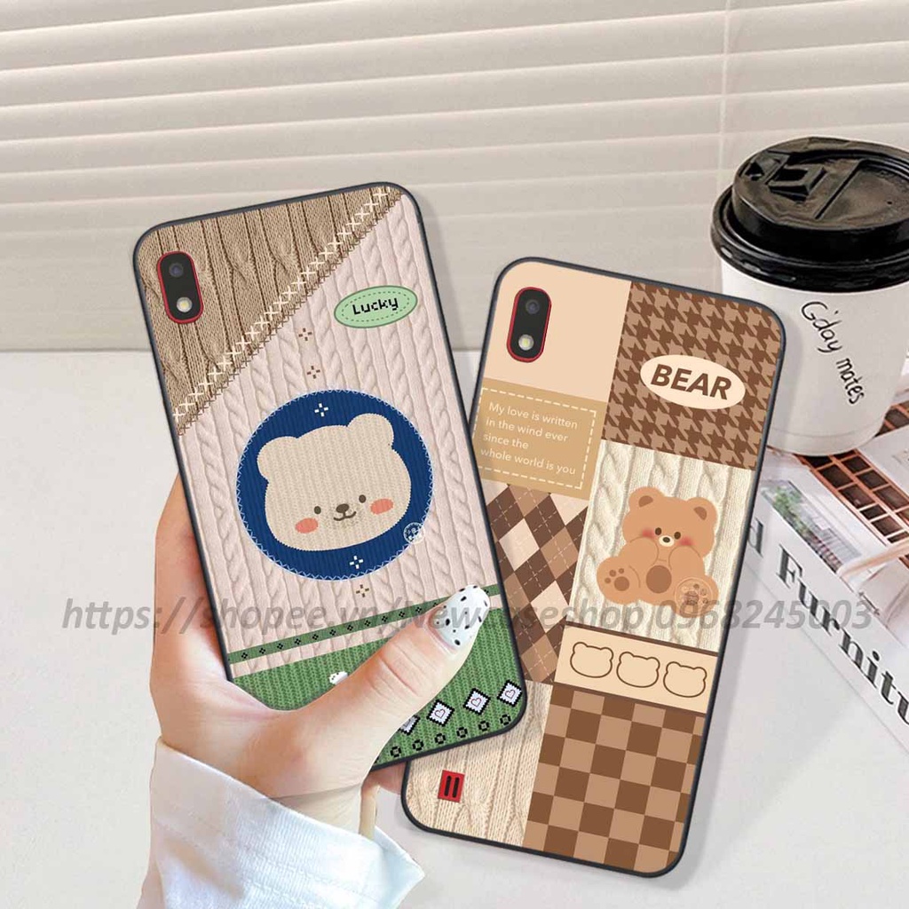 Ốp lưng Samsung A10 / M10 in hình họa tiết len Bear Cute