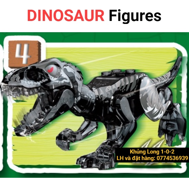 Đồ Chơi Khủng Long Indoraptor Nhỏ Trong Suốt Đen Dài 12cm x Cao 8cm Jurassic World Hãng Lele