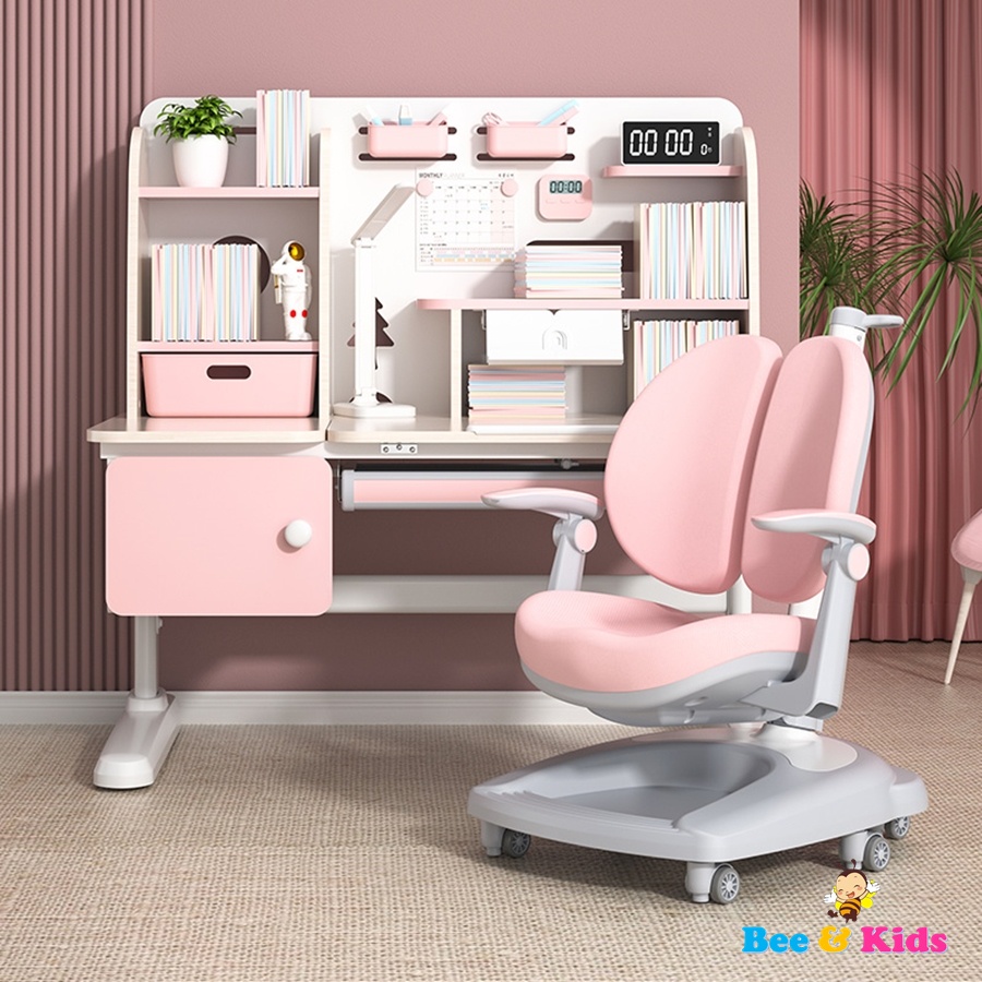 Bộ Bàn Học Sinh Thông Minh Chống Gù Chống Cận BAK120P - Bàn Điều Chỉnh Độ Cao Cho Bé Kích Thước 120x65cm