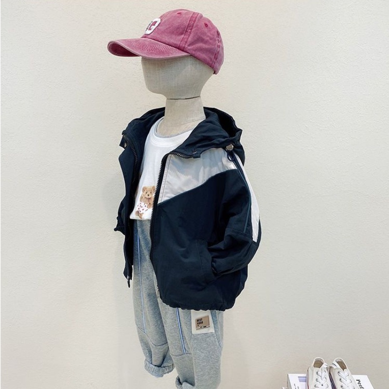 Áo Khoác Khóa Kéo Có Mũ Trùm Thời Trang Xuân Thu Cho Bé Trai