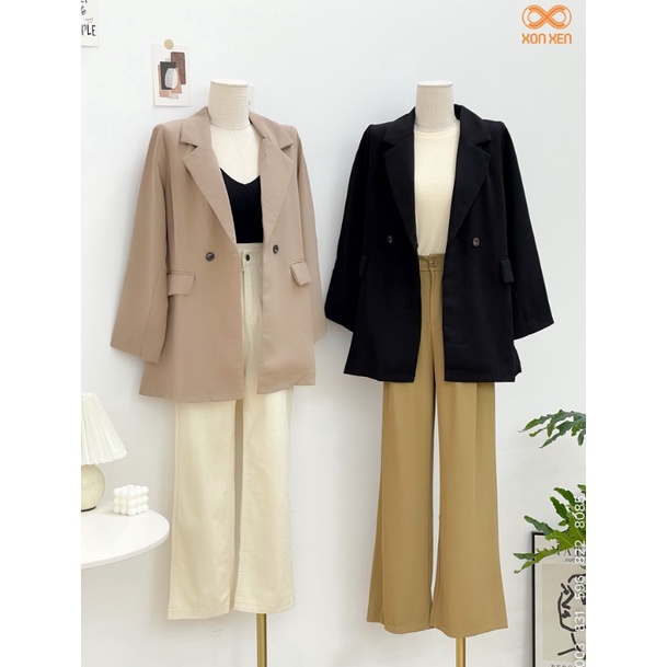 Áo Khoác Vest Nữ Tay Dài Hn 2 Khuy Ngang Túi Nắp Mã 003