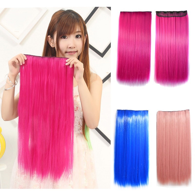 Tóc Giả Nối Dài Thẳng 24 Inch Bằng Sợi Tổng Hợp Dành Cho Nữ
