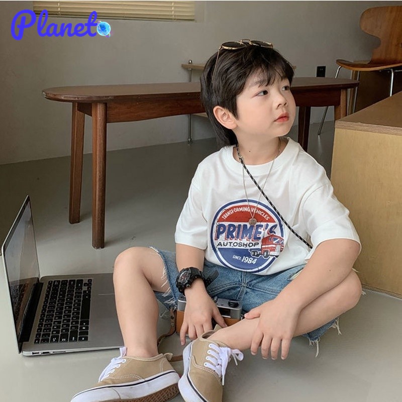 Planet Áo Thun cotton Ngắn Tay Thoáng Khí Thoải Mái Dành Cho Bé