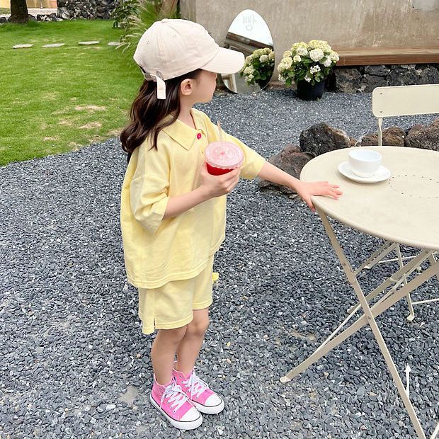 Set Áo Thun Tay Ngắn + Quần Short Họa Tiết Hoa Tulip Phong Cách Hàn Quốc Thời Trang Mùa Hè Mới 2023 Cho Bé Gái