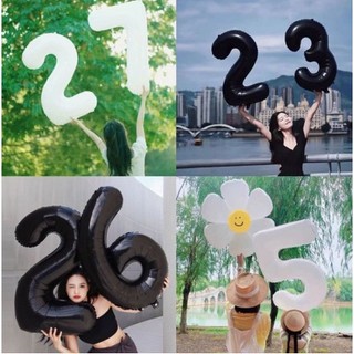 Bong bóng số sinh nhật màu trắng màu đen size lớn trang trí sinh nhật - size 70cm