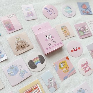 Hộp 45 sticker Tông Hồng - Hình Dán trang trí bullet journal BT21