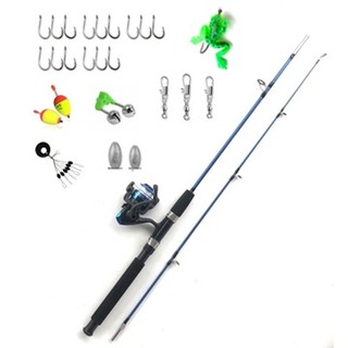 Bộ cần câu máy 2 khúc đặc ruột + máy 200. Tặng kèm 15 món phụ kiện