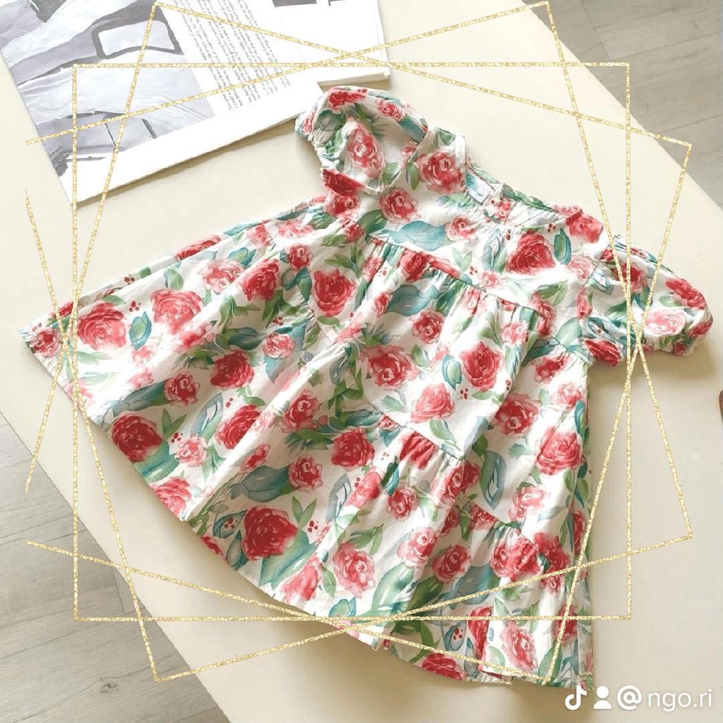 Váy bé gái Babydoll nhiều màu dễ thương xinh xắn, chất cotton thô mềm mát, bé hoạt động thoải mái