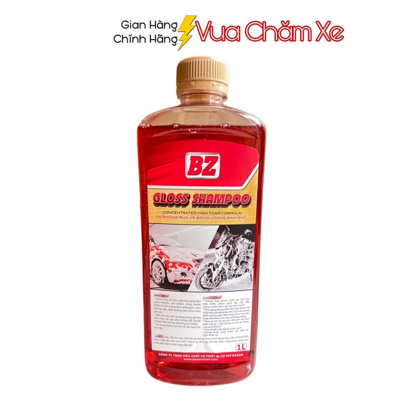[Combo] Xà bông BZ rửa xe Gloss Shampoo thế hệ mới siêu bọt rửa cực sạch, nước rửa xe BZ