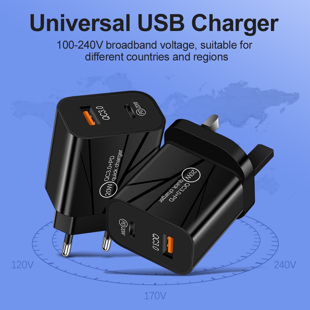 Củ Sạc Nhanh 20W Cổng Type C & USB A Quick Charge 3.0 ID CS102 - BH 24T Chính Hãng