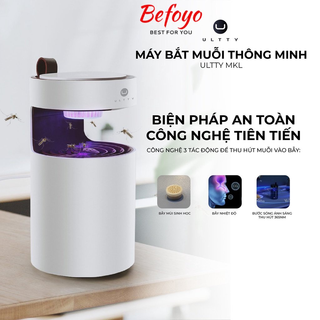 Máy Bắt Muỗi Thông Minh U-ULTTY MKL – Đèn Thu Bắt Cồn Trùng An Toàn, Không Gây Ồn, Không Tạo Mùi - Bảo hành 24m - Befoyo