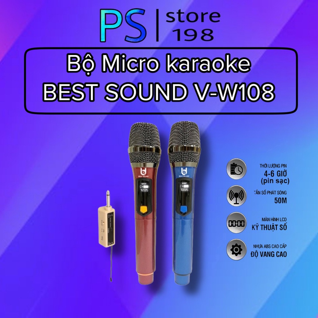 Micro Không Dây Hát Karaoke W108 Việt Star Quốc Tế Nhẹ Êm Đa Năng bảo hành 12 tháng