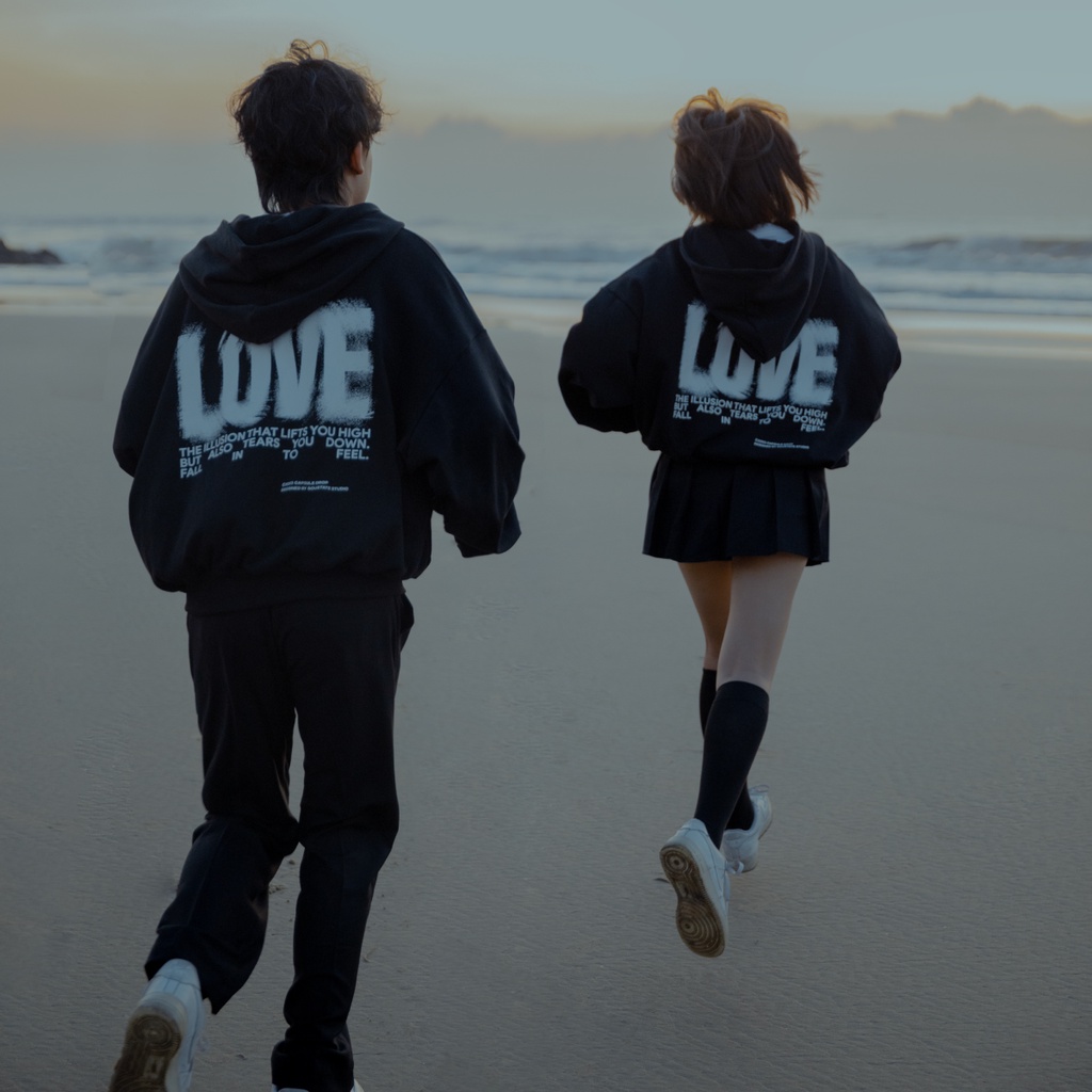 ÁO HOODIE FULLZIP BOXY SOUSTATE "LOVE" (ĐEN) | BigBuy360 - bigbuy360.vn