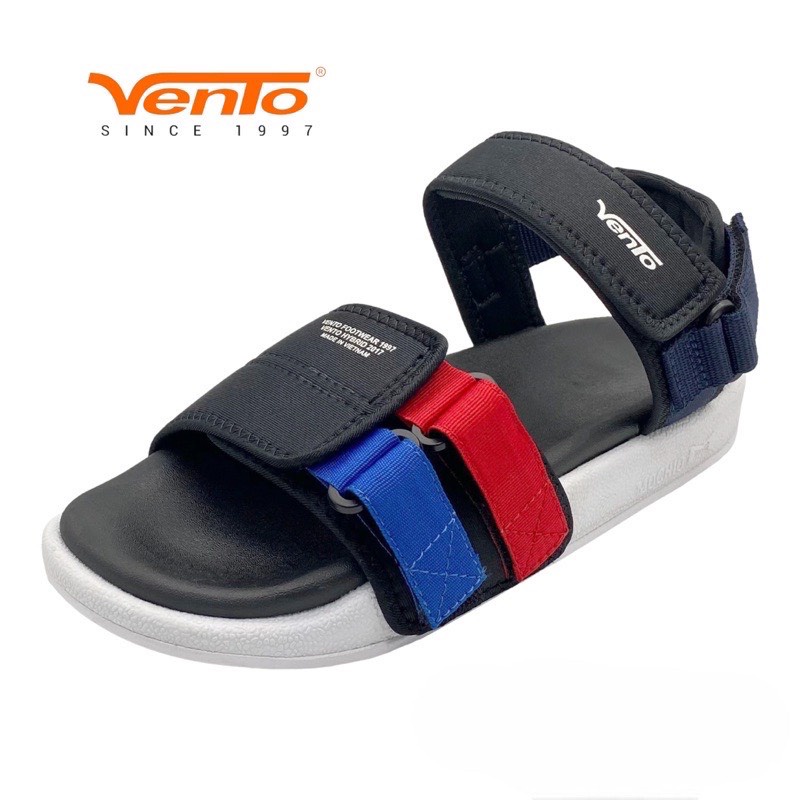 Giày Sandal VENTO Nữ 2 quai ngang sọc xanh đỏ quai sau có thể tháo rời làm dép SD10110