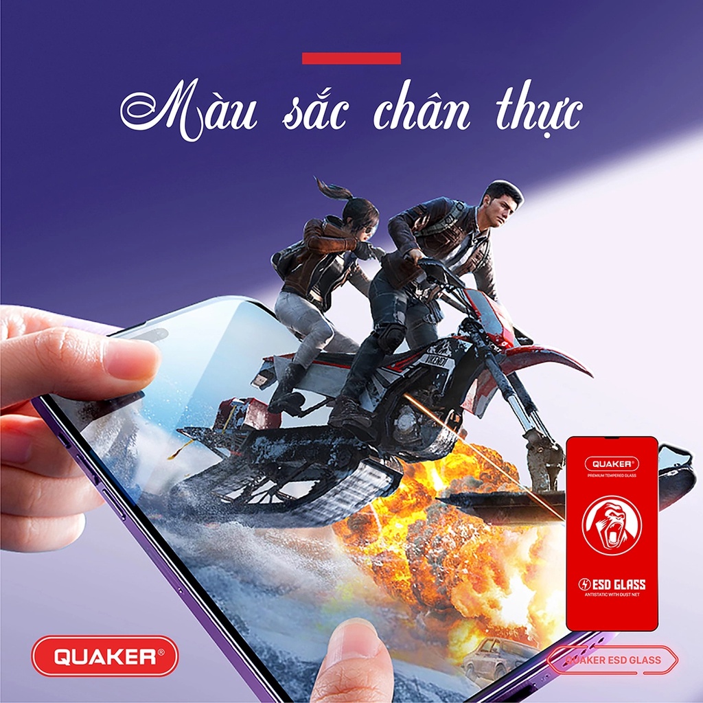 Kính cường lực iphone full màn Quaker ASD 7 8 PLUS X XS XSM 11 12 13 14 PROMAX