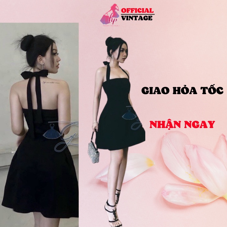 Đầm yếm body dáng xoè có mút, váy chữ A thiết kế màu đen dự tiệc hàn quốc VD845 | BigBuy360 - bigbuy360.vn