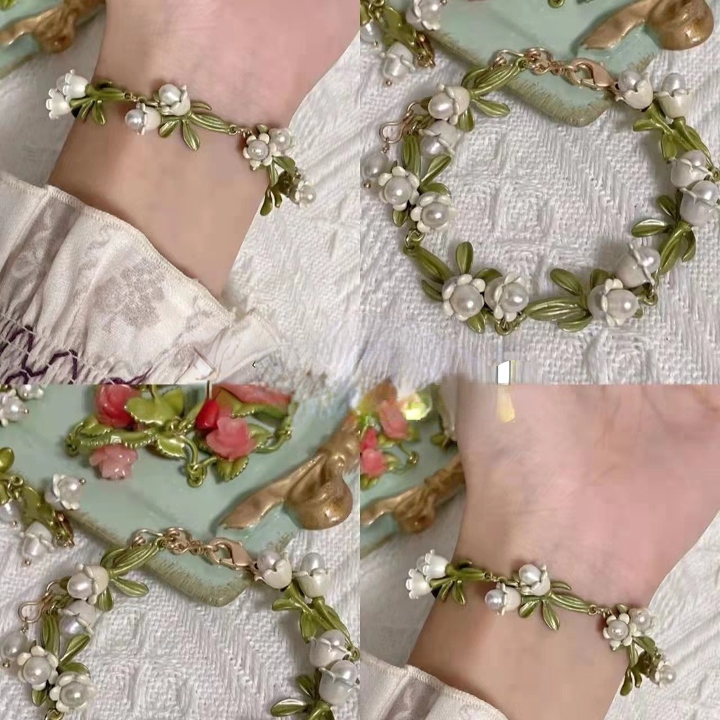 Vòng Tay Hoa Lily Trắng Phong Cách Mori Cổ Điển Dễ Phối Đồ Cho Nữ