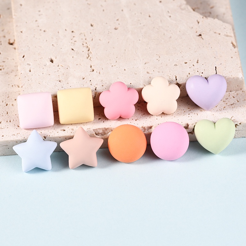 Set 10 / 20 / 50 Kẹp Tóc Hình Ngôi Sao Năm Cánh Trái Tim Bằng Nhựa Resin Diy