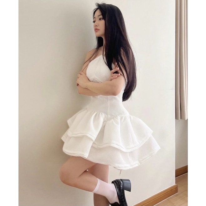 Đầm xốp cổ yếm tùng xòe 2 tầng LiLy Dress- Gattag 💖