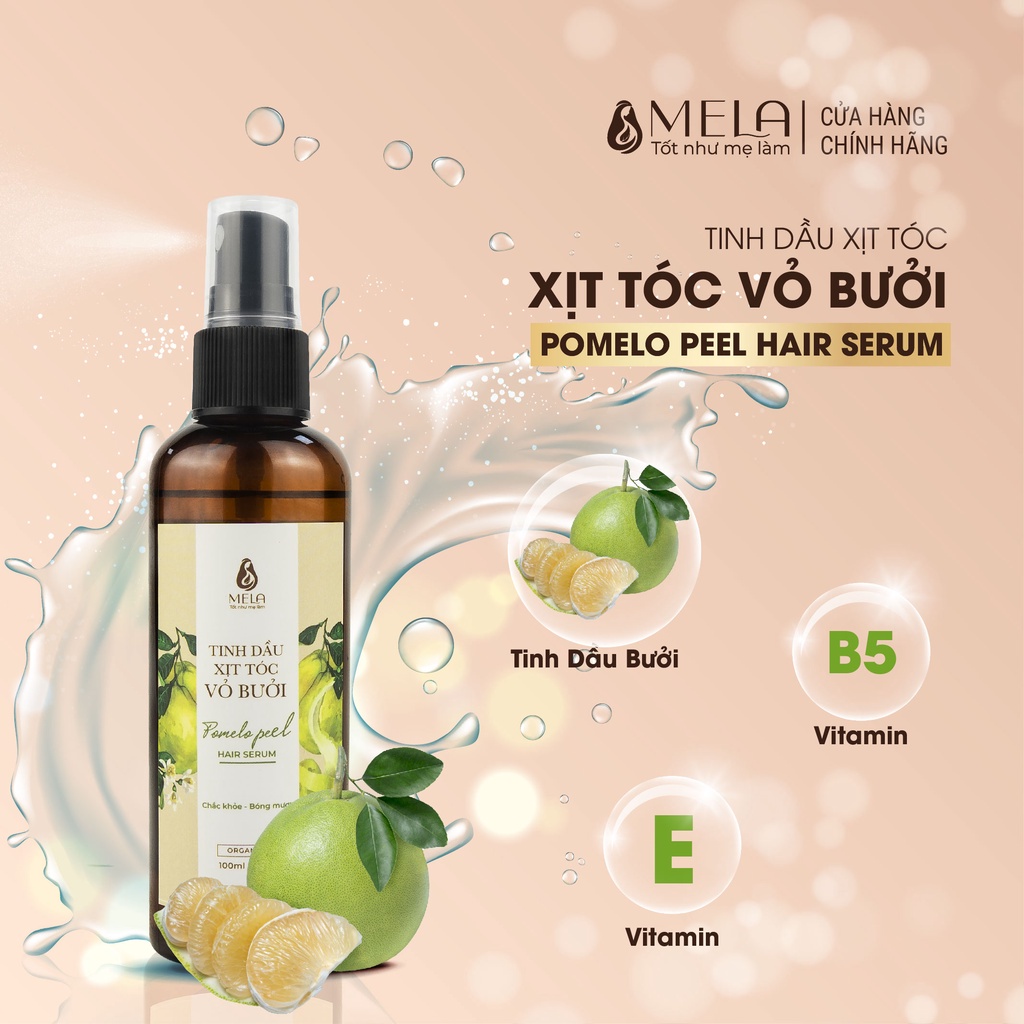 Xịt dưỡng tóc vỏ bưởi Mela 100ml tác dụng giảm gãy dụng và làm mượt tóc